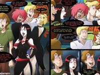 Fred and Shaggy party with the Hex Girls
