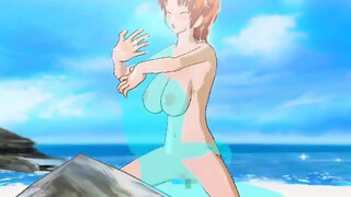 Nami naked on the beach
