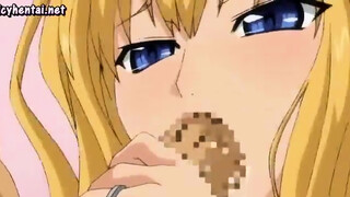 Blonde hentai gets covered in cum