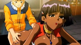 Anime ebony taking white cock hardcore