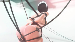 Tied up animated riding hard hammer