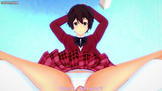 POINT OF VIEW Anime porn Foot wank from Oikawa Shizuku from Idolmaster