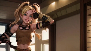 three dimensional animated Ai generation blondie gals stripping