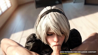 THREE DIMENSIONAL Toon : 2B (Nier Automata) - POINT OF VIEW Oral pleasure Shaft Rail Uncensored Anime porn - AI Generated