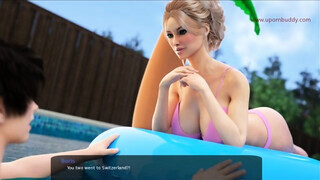 Smoking hot brunette is sucking dick in the swimming pool and expecting to get cum in mouth