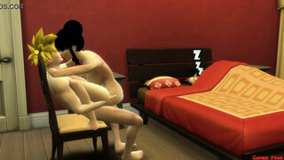 Cartoon guy Gohan is fucking his best friend busty mom while he is resting next to them