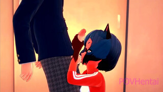 Michiru Kagemori is a slutty, cartoon babe who likes to ride rock hard cocks until she cums