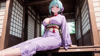 Purple Kimono Princess! Can't treat the moisture under the crimson Torii gate.