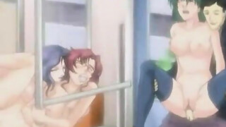 Cartoon girl is having sex with another girl and her boyfriend and enjoying it more than she hoped