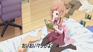 Cartoon girl with pigtails saw some interesting things in her erotic book and wanted to try them out