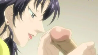 Hentai babe sucks on a cock and milks it dry of all the sement