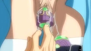 Hentai maid is blushing while her boss stuffing her pussy with a huge sex toy