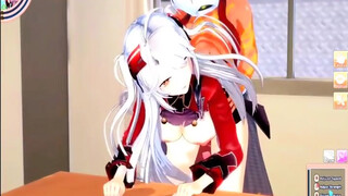 Eugen prinz(Azur lane) fucked in library