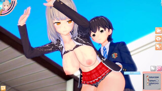[Hentai Game Koikatsu!] Big tits beautiful teen “Azusa” is rubbed with her boobs. And sex.