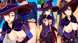 [Hentai Game Koikatsu! ]Have sex with Big tits Genshin Impact Mona.3DCG Erotic Anime Video.