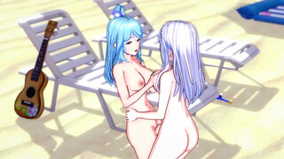 Aqua and Emilia having fun in the real world! (3d Hentai) (Isekai Quartet) (Konosuba) (Re:Zero)