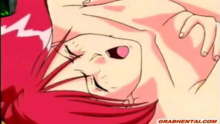 Redhead hentai gets worm inside her pussy