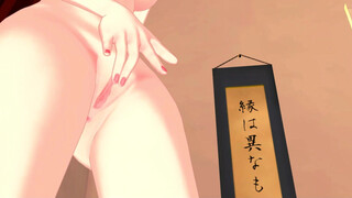 Kurisu Makise fingers her pussy until orgasm.