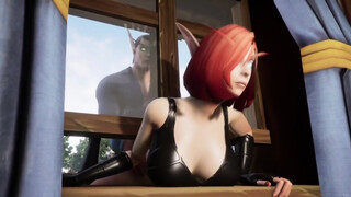 Elf Thieve Stuck on a Window: Warcraft Parody