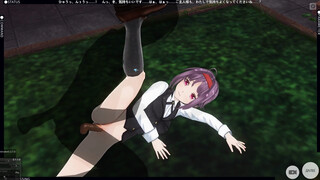 3D HENTAI Konno Yuuki gets fucked in the yard and takes a creampie