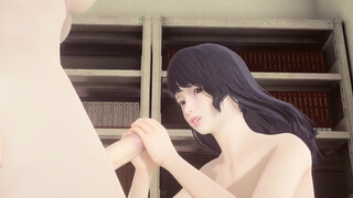 Hentai Uncensored - Futanari cum in Shoko's face in library