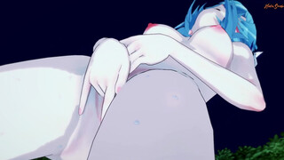 Eula fingering herself and having a squirting orgasm - Genshin Impact Hentai