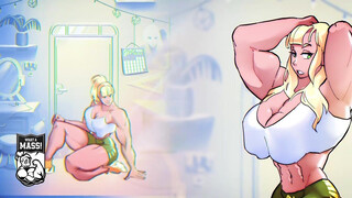 30 Days of Female Muscle Growth Animation DUBBED Giantess Muscles Massive Boobs giant bicep flex