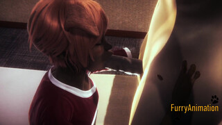 Furry Hentai - 2 Dogs blowjob and cum in her mouth