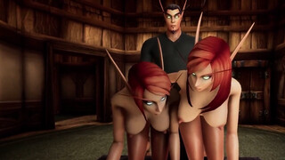 Elf threesome: Warcraft Parody