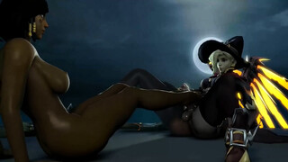 Pharah Giving Futa Mercy A Foot Job