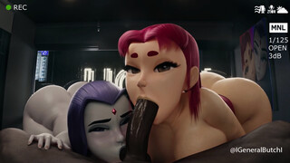 Raven & Starfire BBC Blowjob (Animation W/Sound)