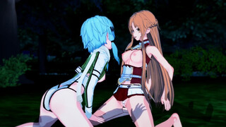 Sword Art Online - Asuna X Sinon 3D Hentai Threesome