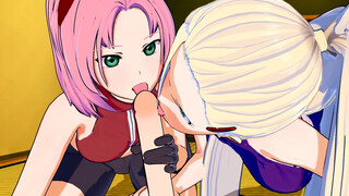 Naruto - Sakura Haruno X Ino Yamanaka Threesome 3D Hentai