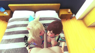 Dva and Ahri Threesome Pov