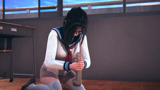 teen with glasses jerking off teacher's cock