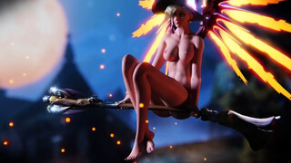 Mercy Nude On Her Broom Stick