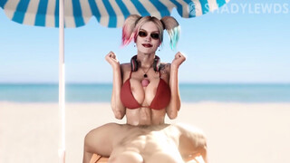 Harley Quinn Beach Titty Fuck (White Version) (DC)