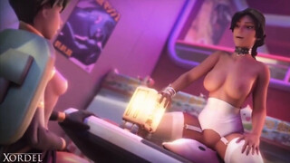Young Ana Riding Stuffed Toy Untill She Cums While Tracer Watches