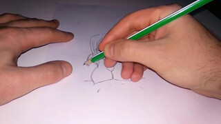 A sketch of a hentai girl doing a titsjob to a guy