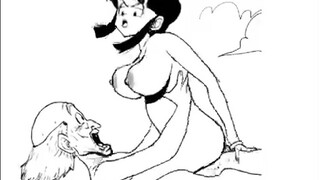 Sexy cartoon brunette with big boobs is moaning from pleasure while riding a rock hard dick
