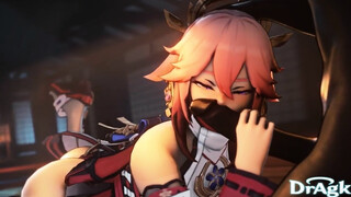Yae Miko Worship's a Big Hilichurl cock and kisses it passionately Genshin Impact 60 FPS HD