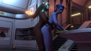 Overwatch Parody - Futa Symmetra fucks Widowmaker on Dropship