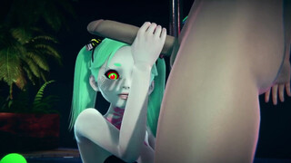Rebecca standing handjob : Cyberpunk Edgerunners Hentai Parody