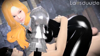 Horny Latex Warrior Getting Cowgirl Drilled