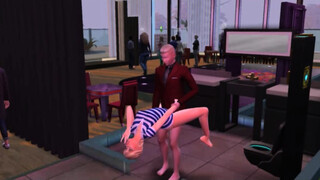 Sex with a waitress at the bar and in the toilet with rock music - porn games