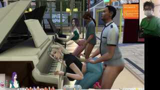 The Sims 4:6 people playing the piano for sex