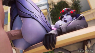 Widowmaker Spreading Her Legs On A Table And Fucked