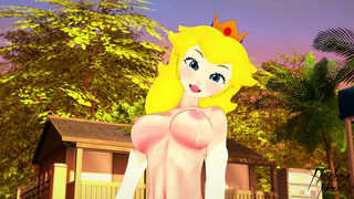 Super Mario Bros Princess Peach moans on the beach