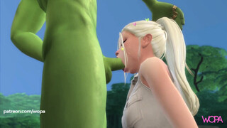 GIANT GOBLIN GUARDIAN OF THE PASSAGE RECEIVES THE BLONDE WHO WOULD LIKE TO WALK ACROSS ITS BRIDGE