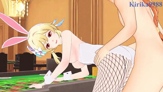 Lumine and Aether have intense sex in a casino. - Genshin Impact Hentai 3